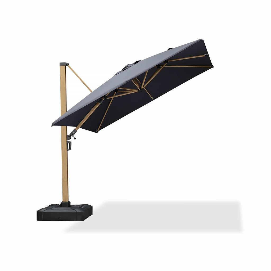 PURPLE LEAF Wood Grain Cantilever Patio Umbrella Aluminum Outdoor Umbrellas
