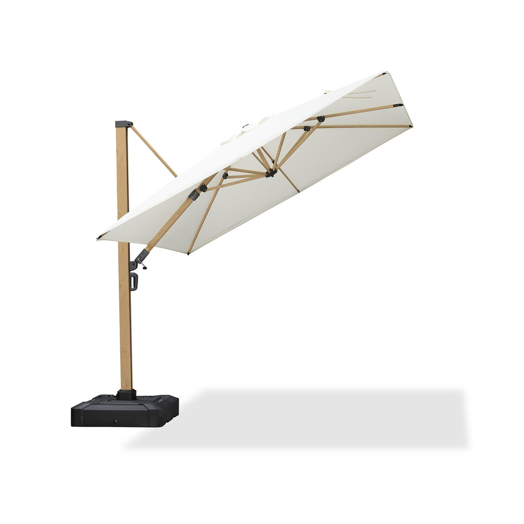 PURPLE LEAF Wood Grain Cantilever Patio Umbrella Aluminum Outdoor Umbrellas