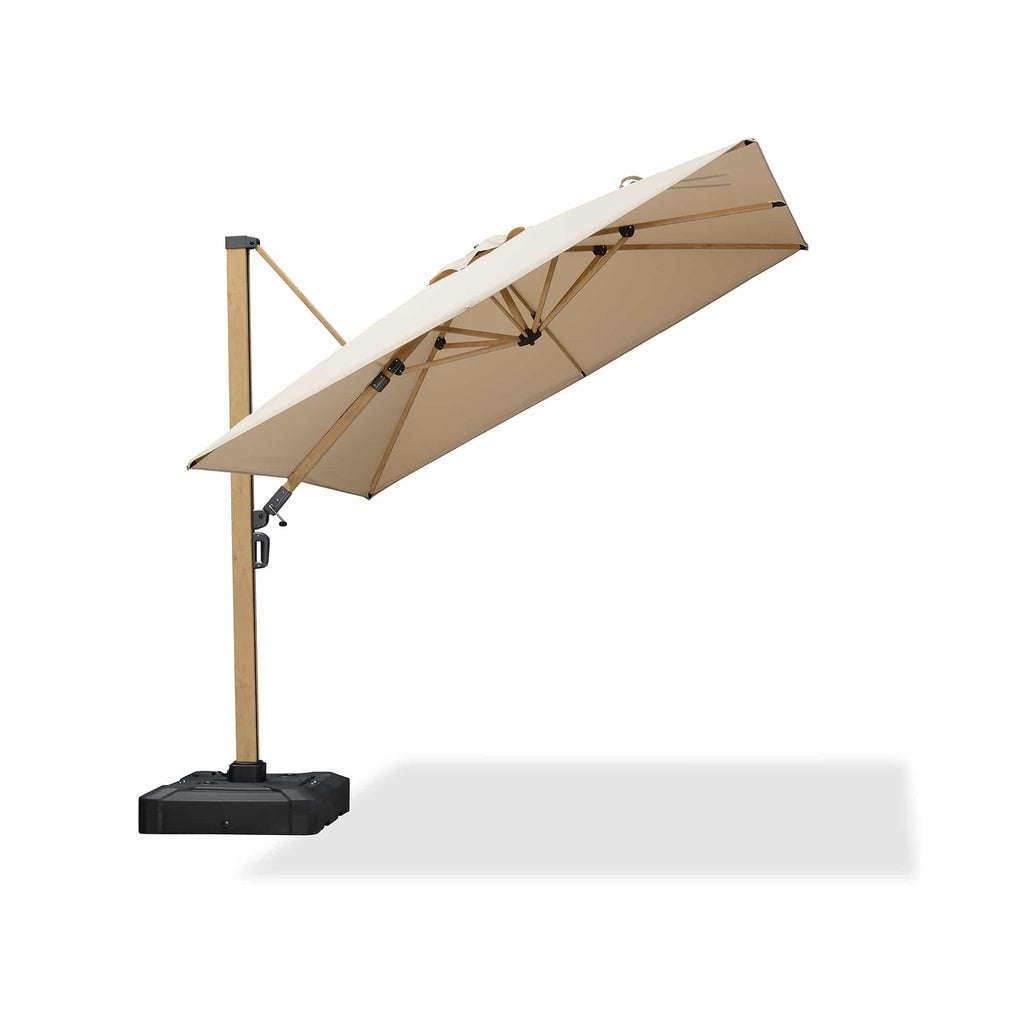 PURPLE LEAF Wood Grain Cantilever Patio Umbrella Aluminum Outdoor Umbrellas