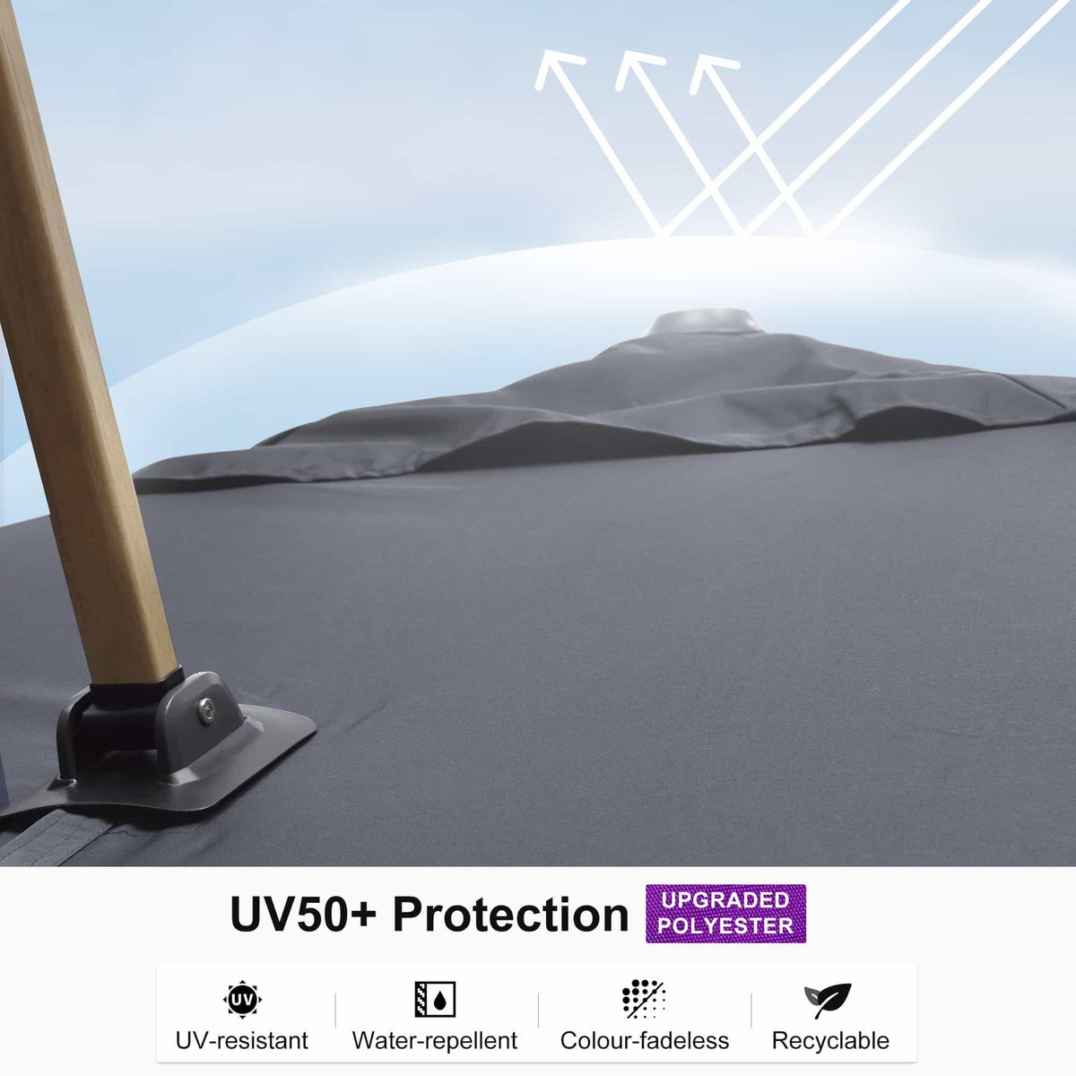 PURPLE LEAF Wood Grain Cantilever Patio Umbrella Aluminum Outdoor Umbrellas