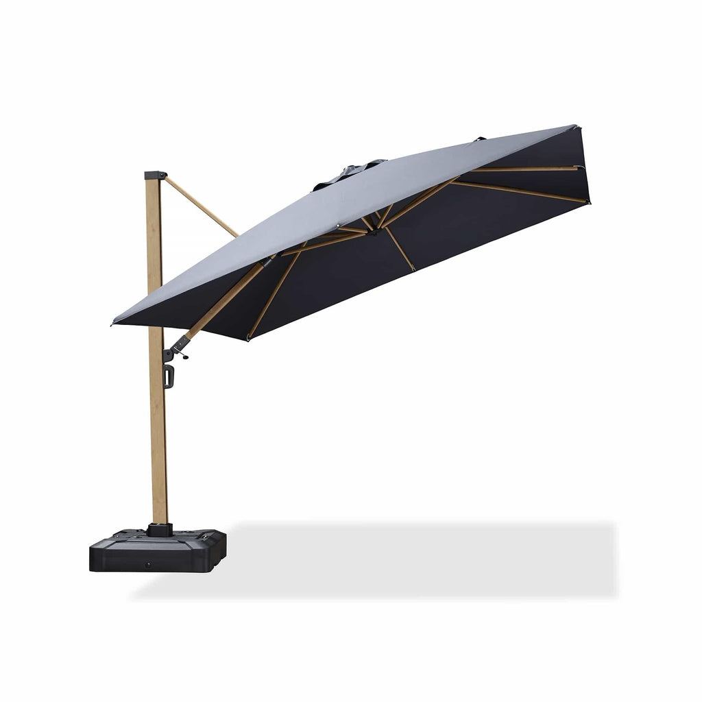 PURPLE LEAF Wood Grain Cantilever Patio Umbrella Aluminum Outdoor Umbrellas