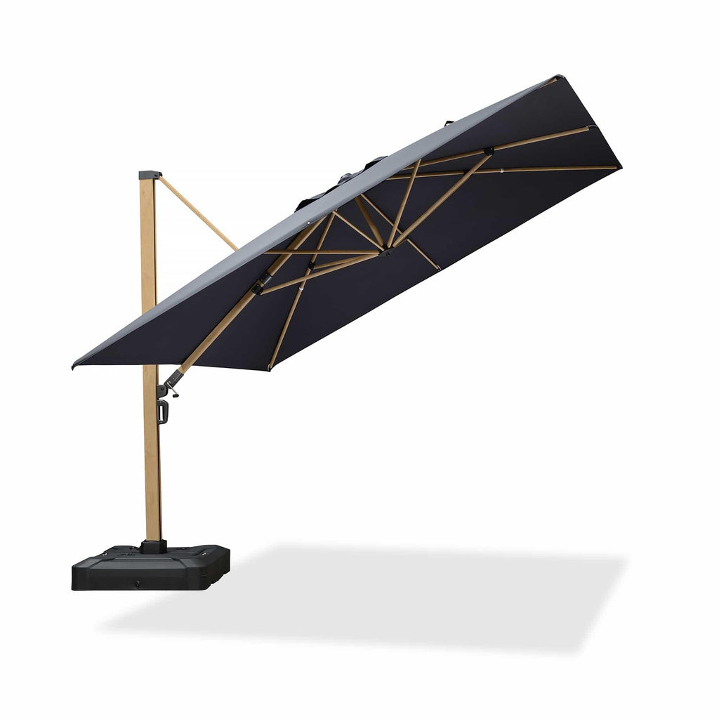 PURPLE LEAF Wood Grain Cantilever Patio Umbrella Aluminum Outdoor Umbrellas