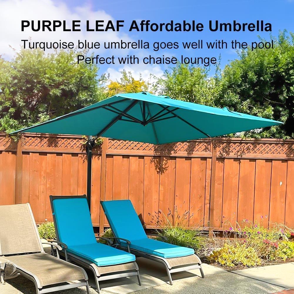 PURPLE LEAF Affordable Patio Umbrella with Base, Square and Rectangular Outdoor Umbrella
