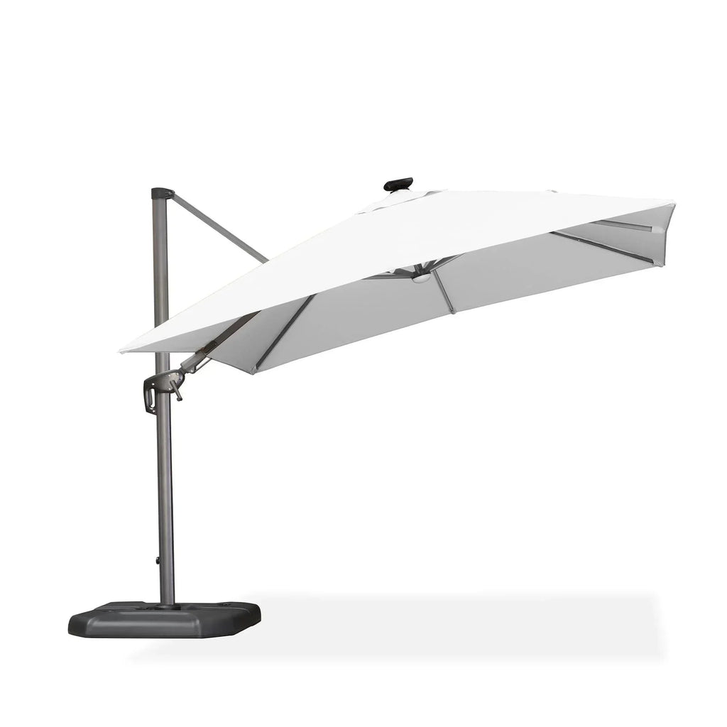 PURPLE LEAF – Parasol de terrasse déporté 10ft avec éclairage LED, rotation 360° et inclinaison