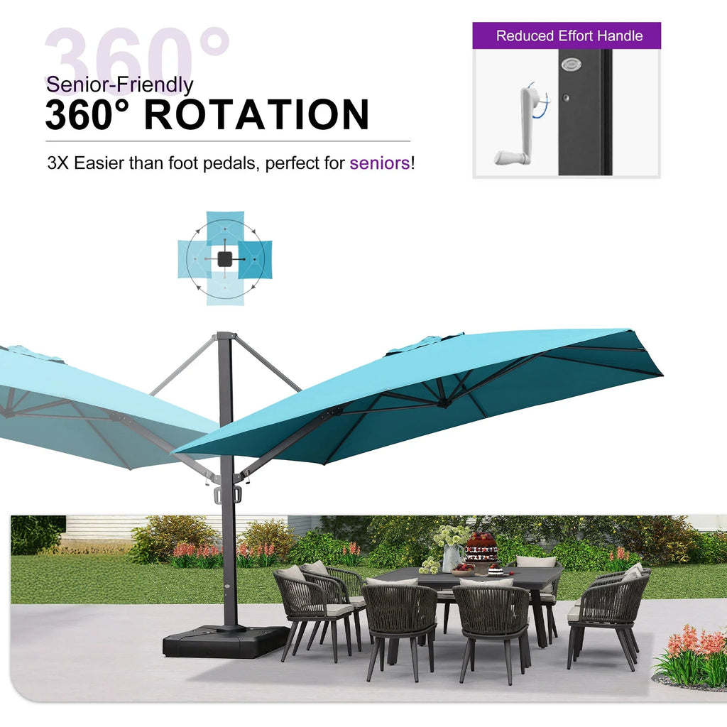 PURPLE LEAF Outdoor Sun Heavy Duty Large Cantilever Umbrella with Base