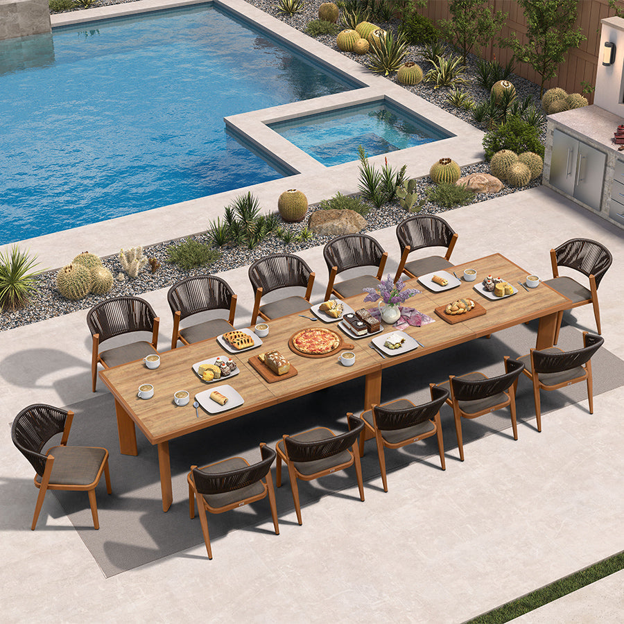PURPLE LEAF 7 / 9 / 11 pcs Outdoor Dining Set Patio Dining Furniture for Lawn Backyard Deck Brown