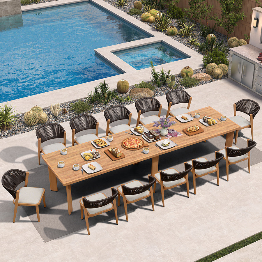 PURPLE LEAF 7 / 9 / 11 pcs Outdoor Dining Set Patio Dining Furniture for Lawn Backyard Deck Brown