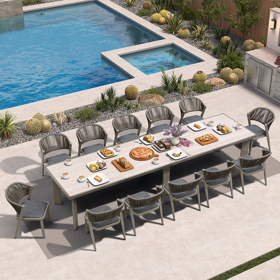PURPLE LEAF 7 / 9 / 11 pcs Outdoor Dining Set Patio Dining Furniture for Lawn Backyard Deck Brown