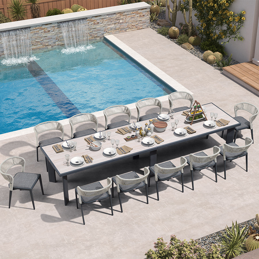 PURPLE LEAF 7 / 9 / 11 pcs Outdoor Dining Set Patio Dining Furniture for Lawn Backyard Deck Brown