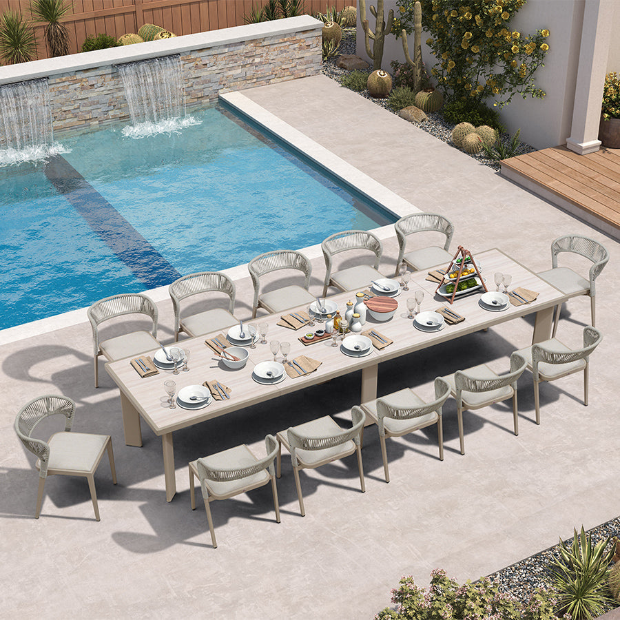 PURPLE LEAF 7 / 9 / 11 pcs Outdoor Dining Set Patio Dining Furniture for Lawn Backyard Deck Brown