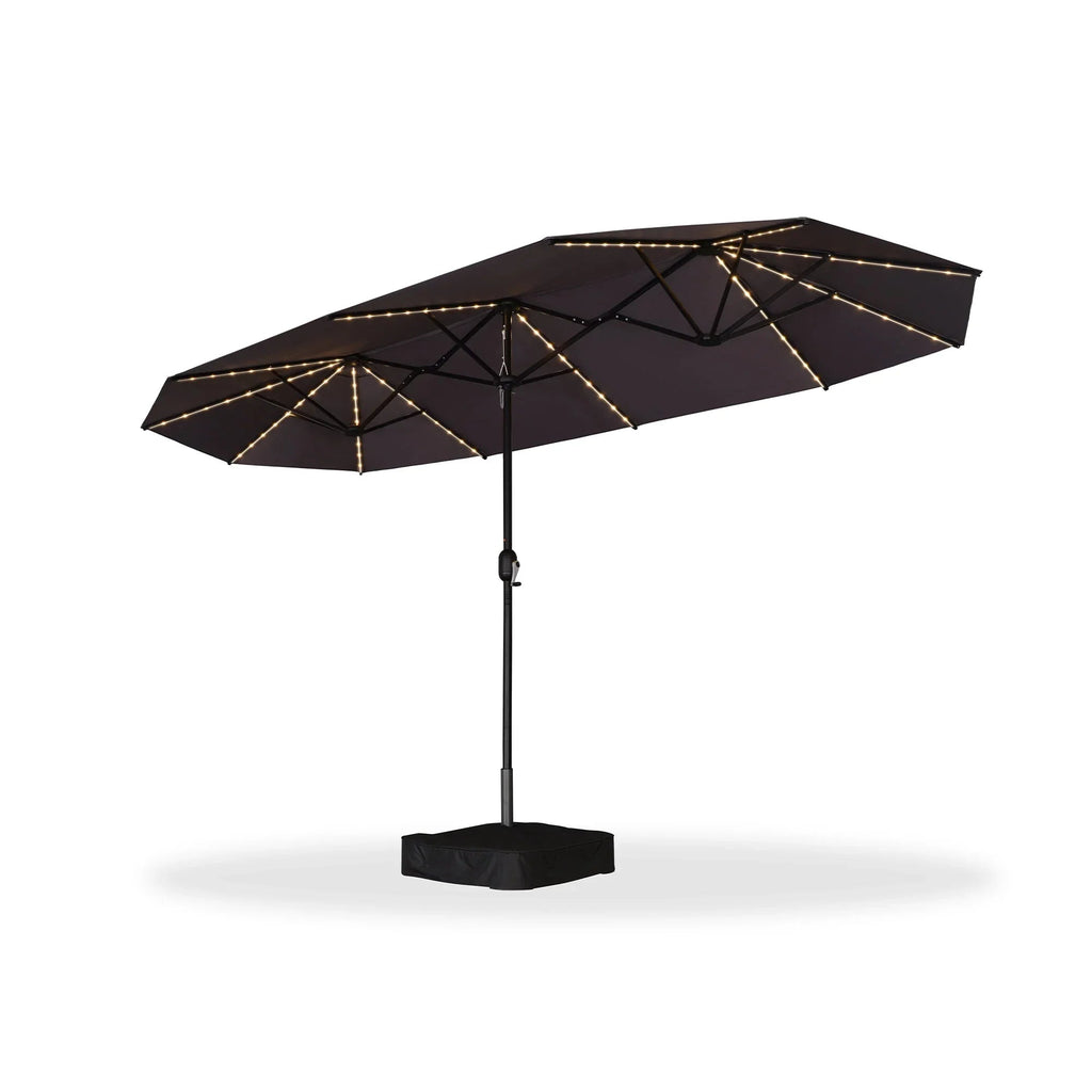 PURPLE LEAF Double Sided Patio Umbrella with Light Large Market Umbrellas with Base