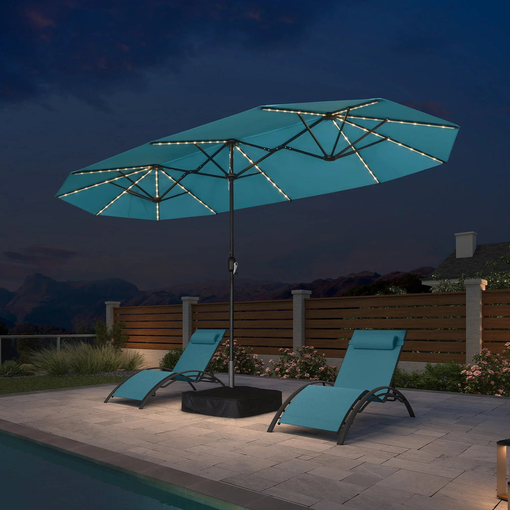PURPLE LEAF Double Sided Patio Umbrella with Light Large Market Umbrellas with Base