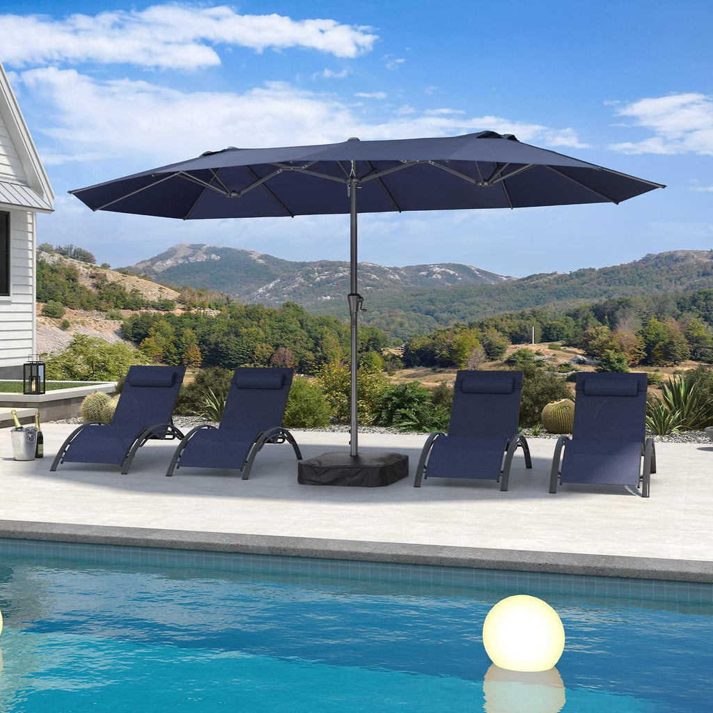 PURPLE LEAF Double-Sided Market Umbrella Large Rectangular Patio Umbrellas with Base