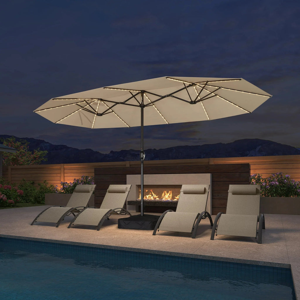 PURPLE LEAF Double Sided Patio Umbrella with Light Large Market Umbrellas with Base