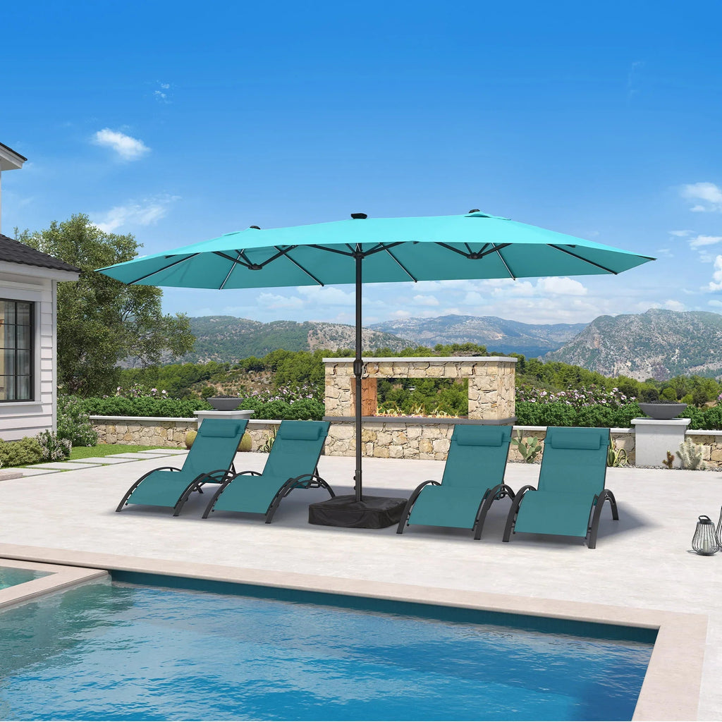 PURPLE LEAF Double Sided Patio Umbrella with Light Large Market Umbrellas with Base