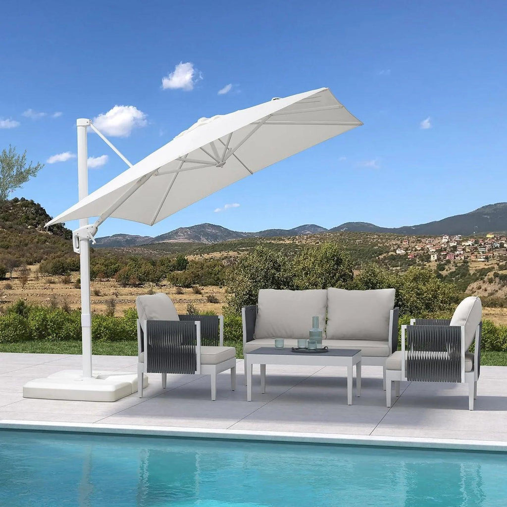 PURPLE LEAF Outdoor Patio Umbrella with Base, Best White Cantilever Umbrellas