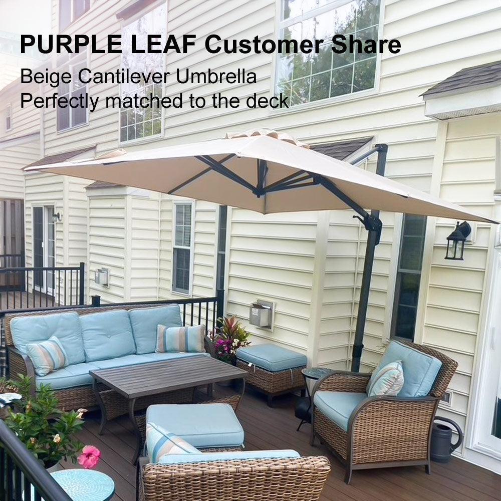 PURPLE LEAF Affordable Patio Umbrella with Base, Square and Rectangular Outdoor Umbrella