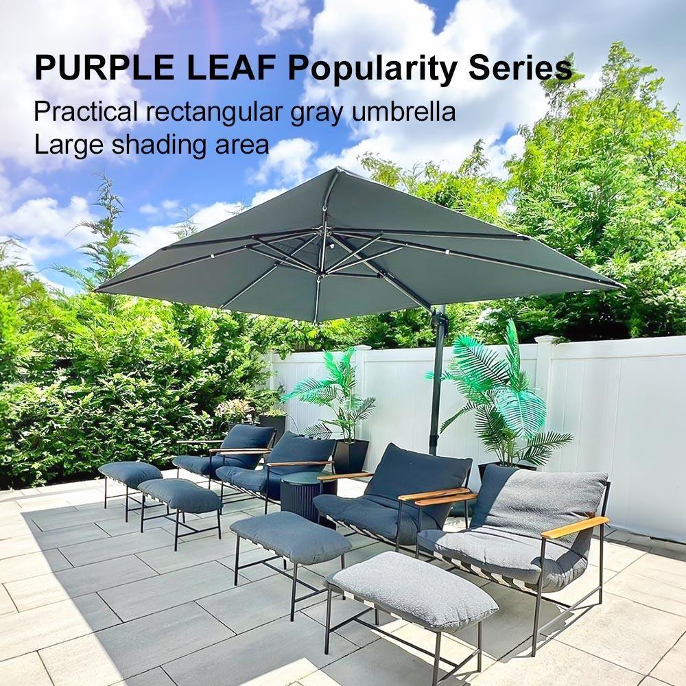 PURPLE LEAF Affordable Patio Umbrella with Base, Square and Rectangular Outdoor Umbrella