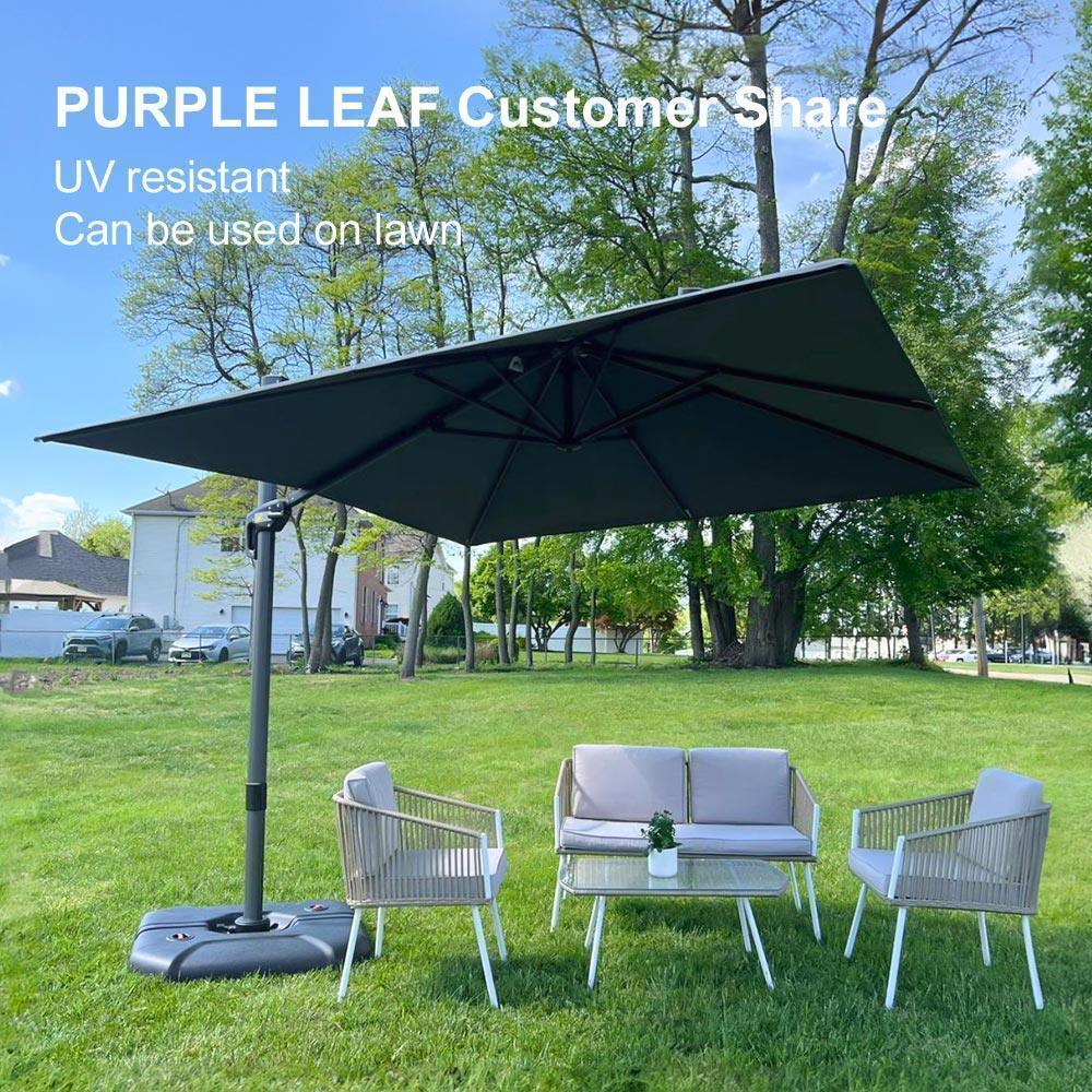 PURPLE LEAF Affordable Patio Umbrella with Base, Square and Rectangular Outdoor Umbrella
