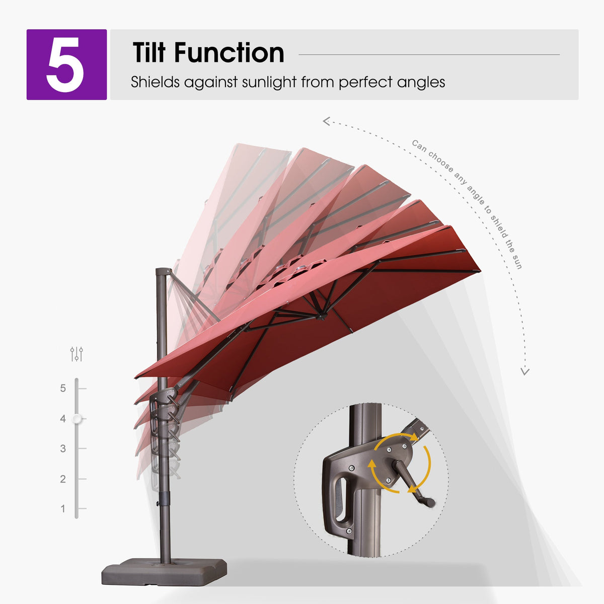 PURPLE LEAF Patio Cantilever Umbrella with Aluminum Offset Hanging for Pool Garden Deck