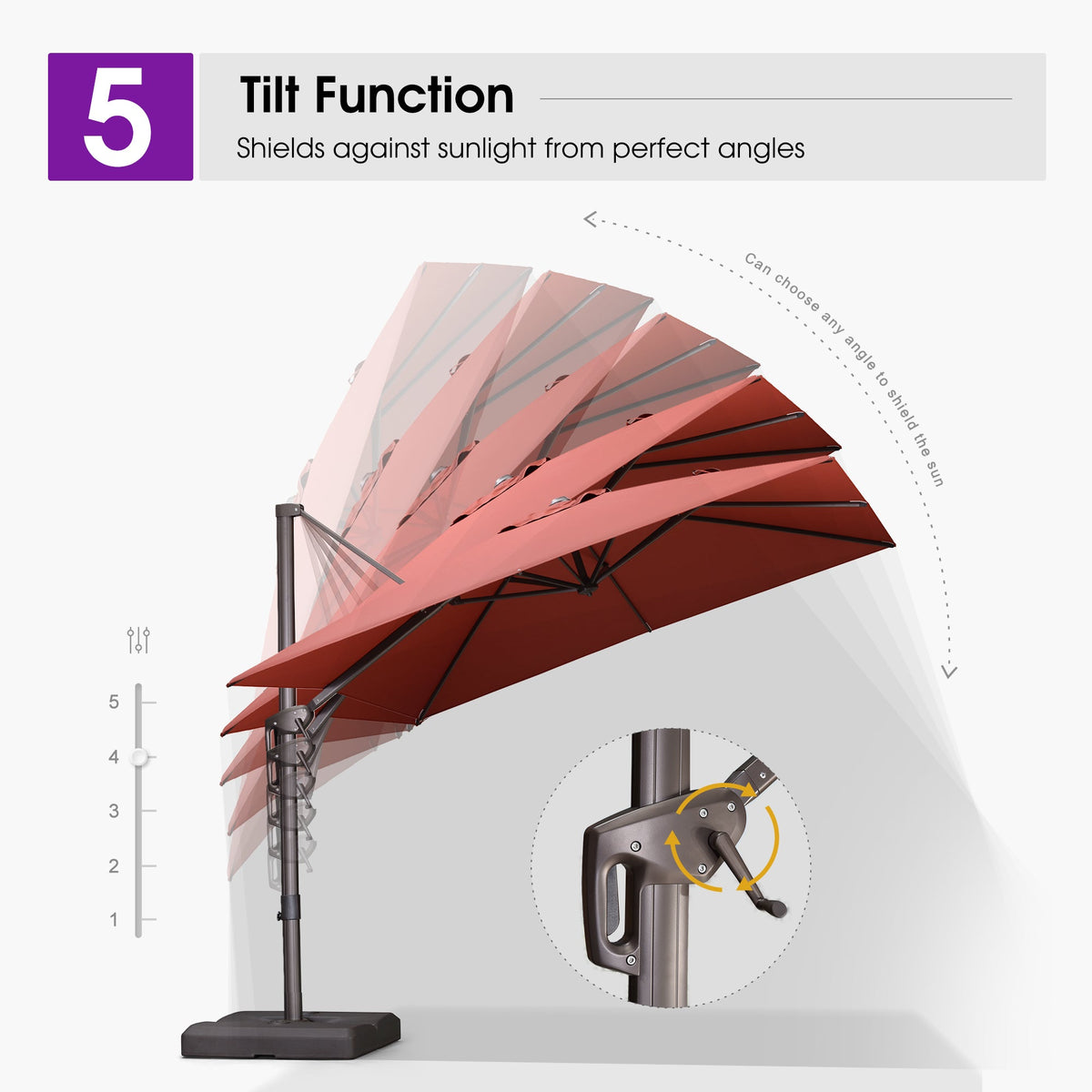 PURPLE LEAF Patio Cantilever Umbrella with Aluminum Offset Hanging for Pool Garden Deck