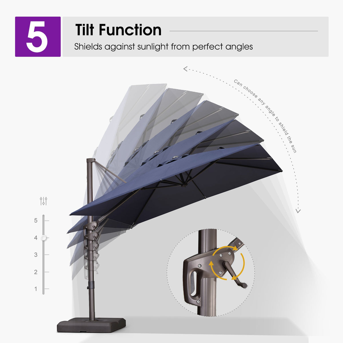 PURPLE LEAF Patio Cantilever Umbrella with Aluminum Offset Hanging for Pool Garden Deck