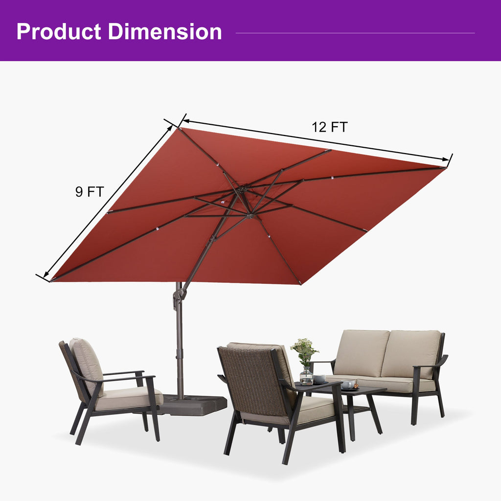PURPLE LEAF Patio Cantilever Umbrella with Aluminum Offset Hanging for Pool Garden Deck