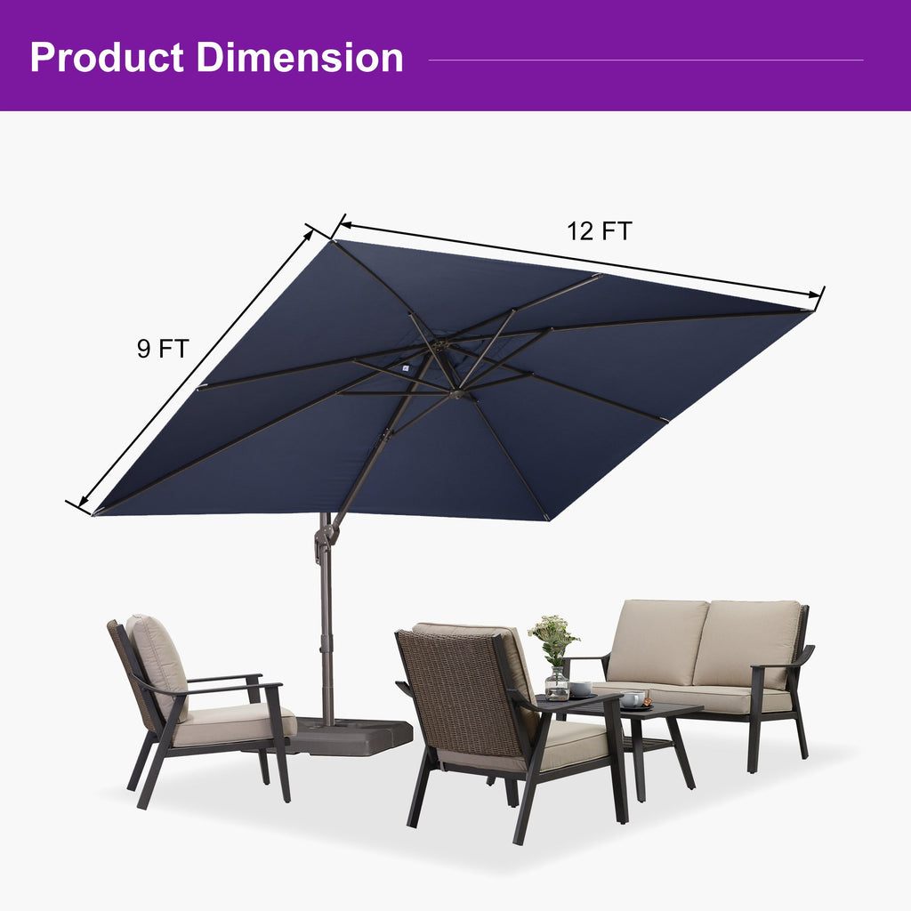 PURPLE LEAF Patio Cantilever Umbrella with Aluminum Offset Hanging for Pool Garden Deck