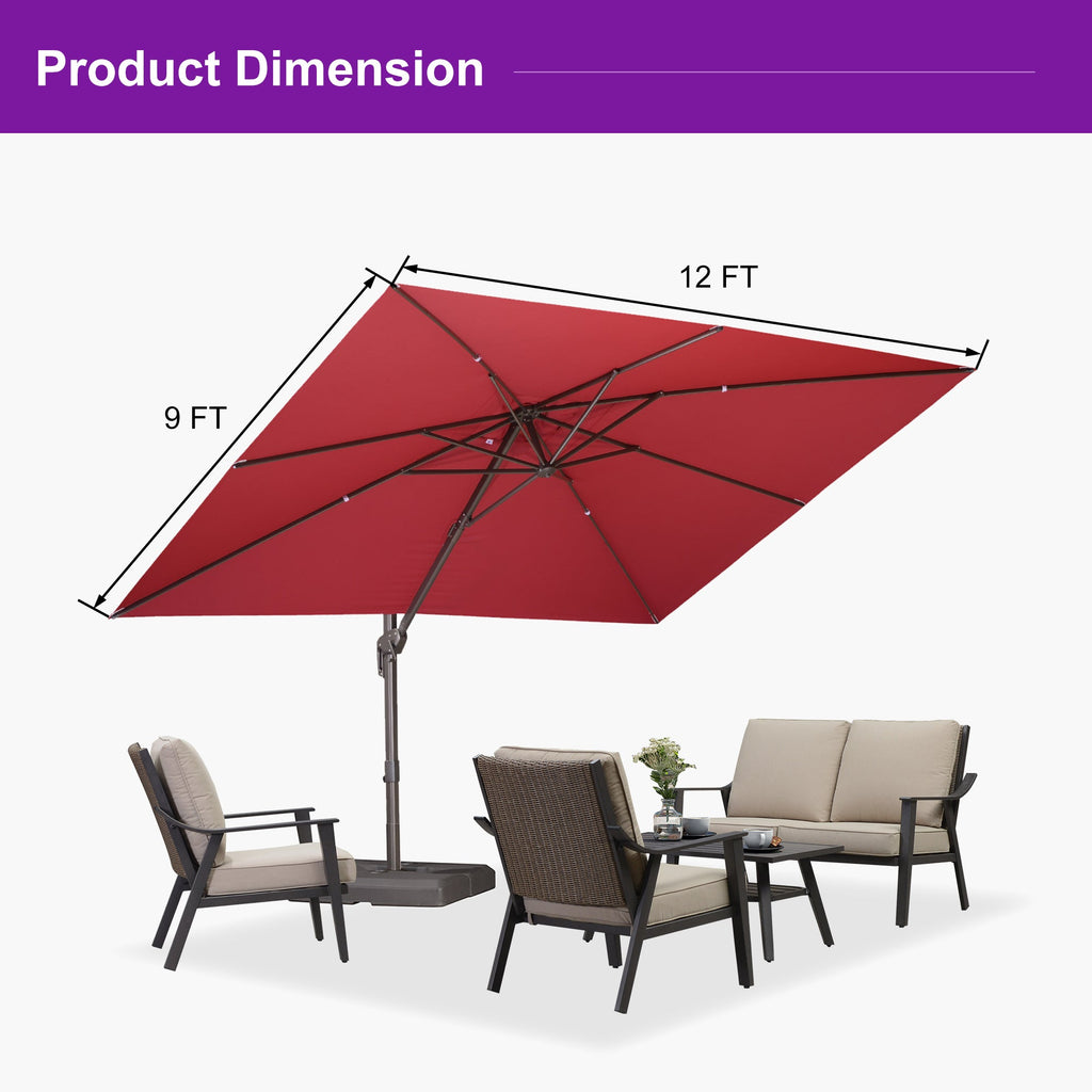 PURPLE LEAF Patio Cantilever Umbrella with Aluminum Offset Hanging for Pool Garden Deck
