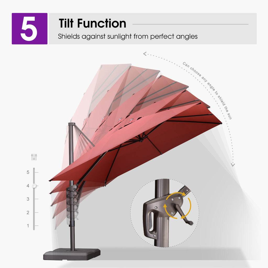 PURPLE LEAF Patio Cantilever Umbrella with Aluminum Offset Hanging for Pool Garden Deck