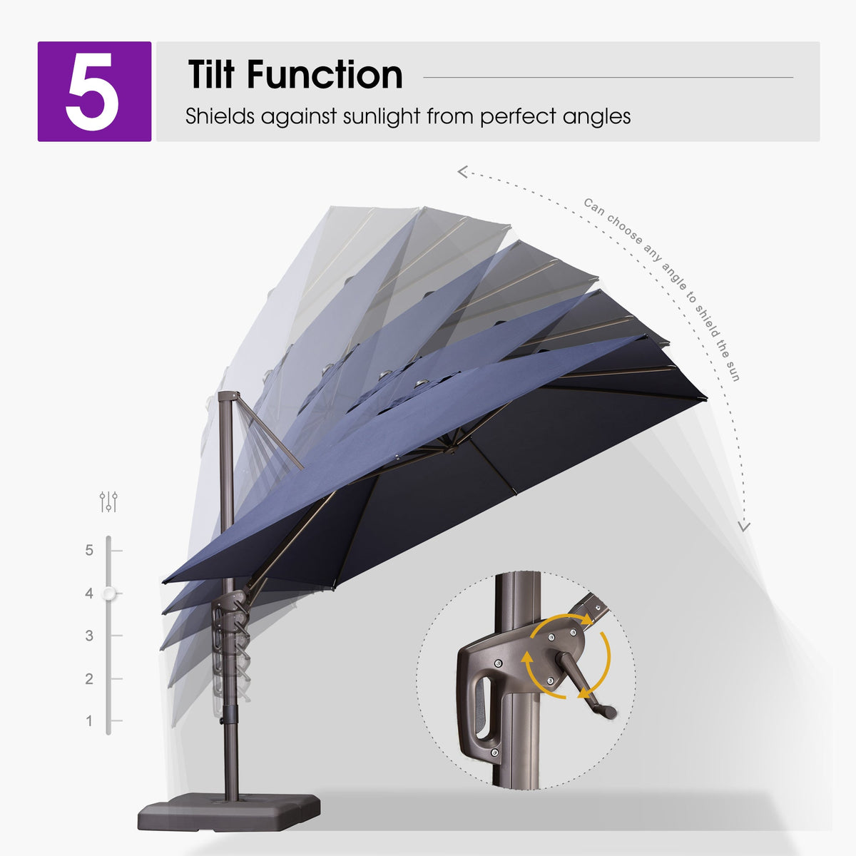 PURPLE LEAF Patio Cantilever Umbrella with Aluminum Offset Hanging for Pool Garden Deck