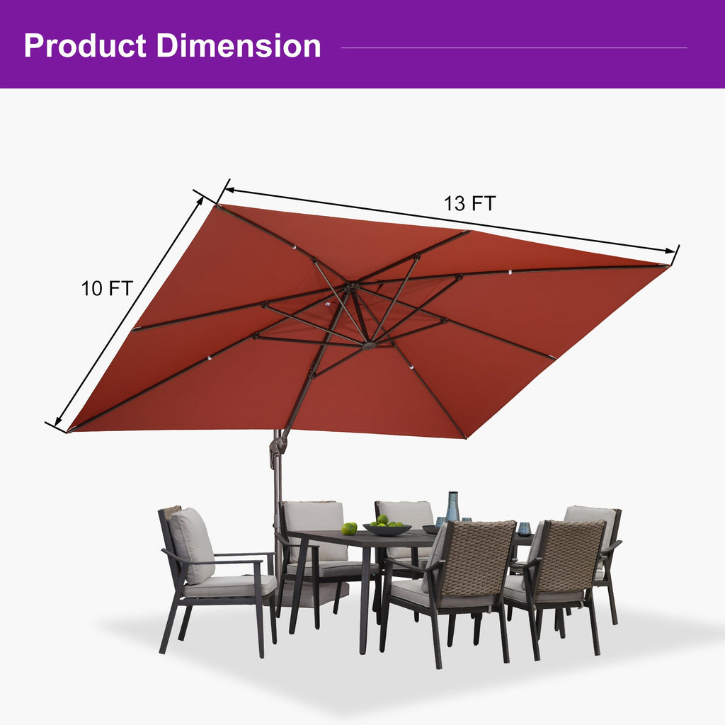 PURPLE LEAF Patio Cantilever Umbrella with Aluminum Offset Hanging for Pool Garden Deck
