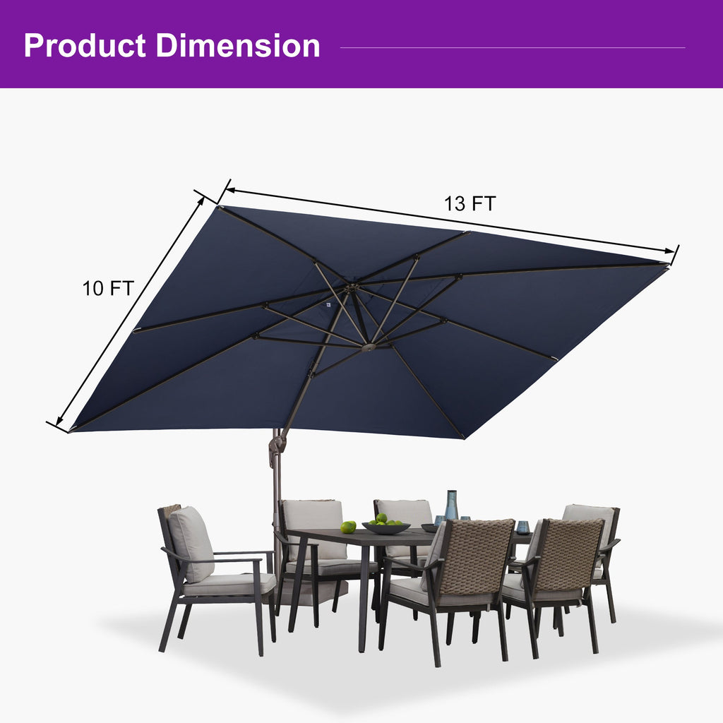 PURPLE LEAF Patio Cantilever Umbrella with Aluminum Offset Hanging for Pool Garden Deck