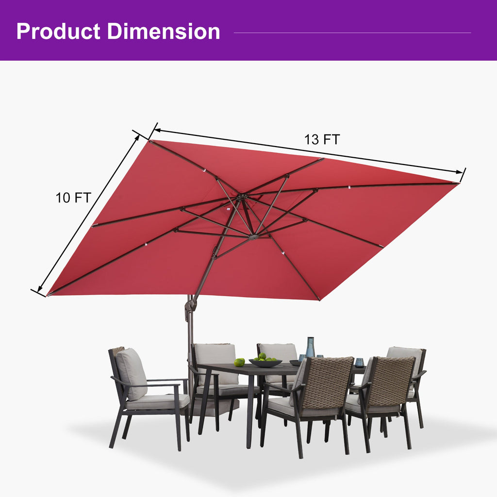 PURPLE LEAF Patio Cantilever Umbrella with Aluminum Offset Hanging for Pool Garden Deck