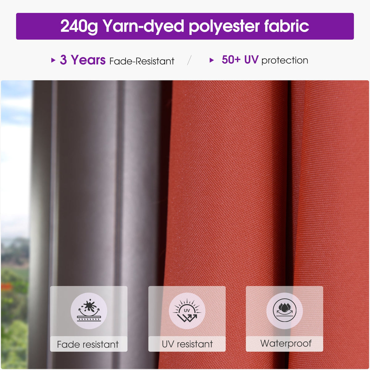 PURPLE LEAF Patio Cantilever Umbrella with Aluminum Offset Hanging for Pool Garden Deck