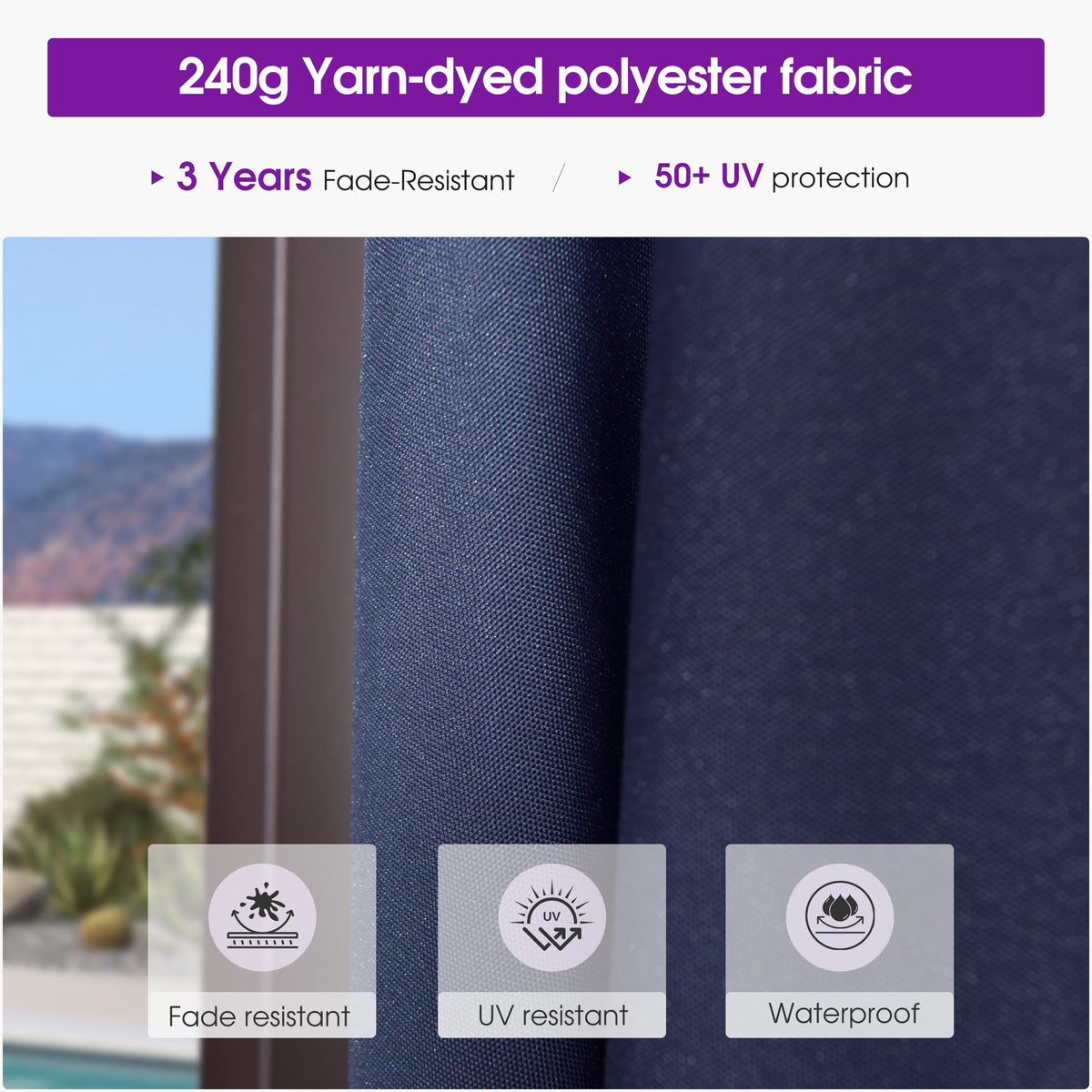 PURPLE LEAF Patio Cantilever Umbrella with Aluminum Offset Hanging for Pool Garden Deck