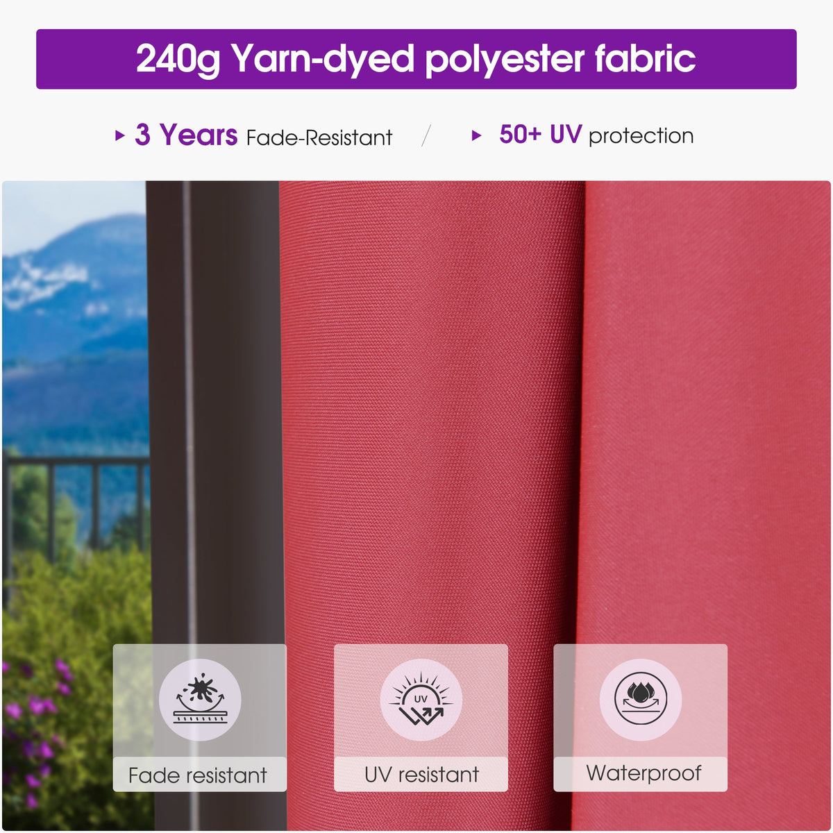 PURPLE LEAF Patio Cantilever Umbrella with Aluminum Offset Hanging for Pool Garden Deck