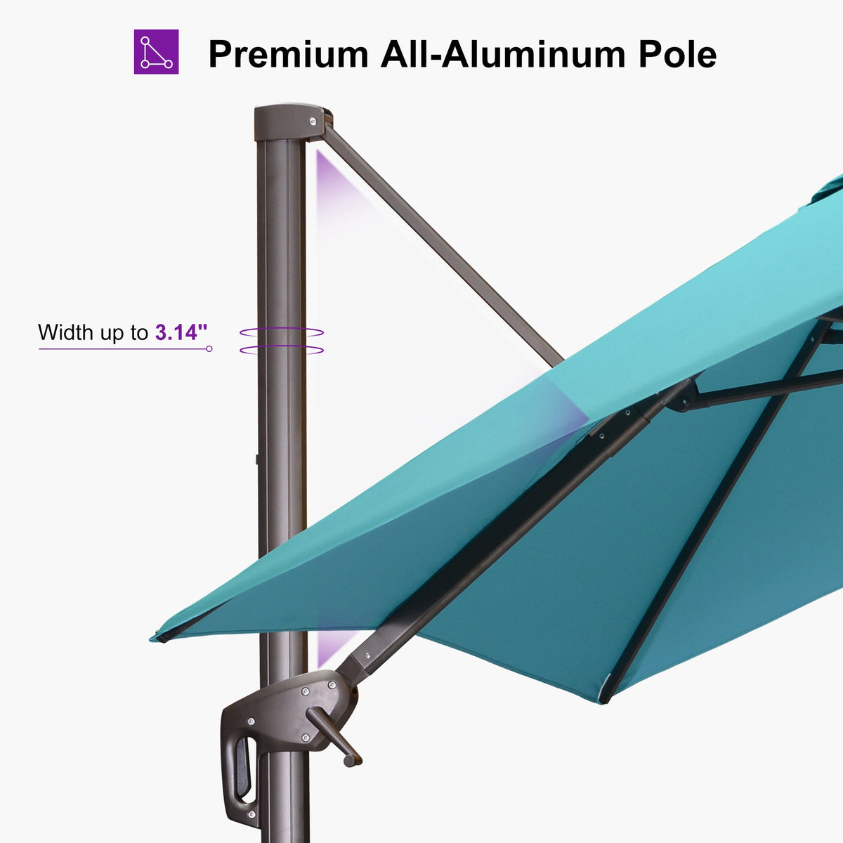 PURPLE LEAF Patio Cantilever Umbrella with Aluminum Offset Hanging for Pool Garden Deck