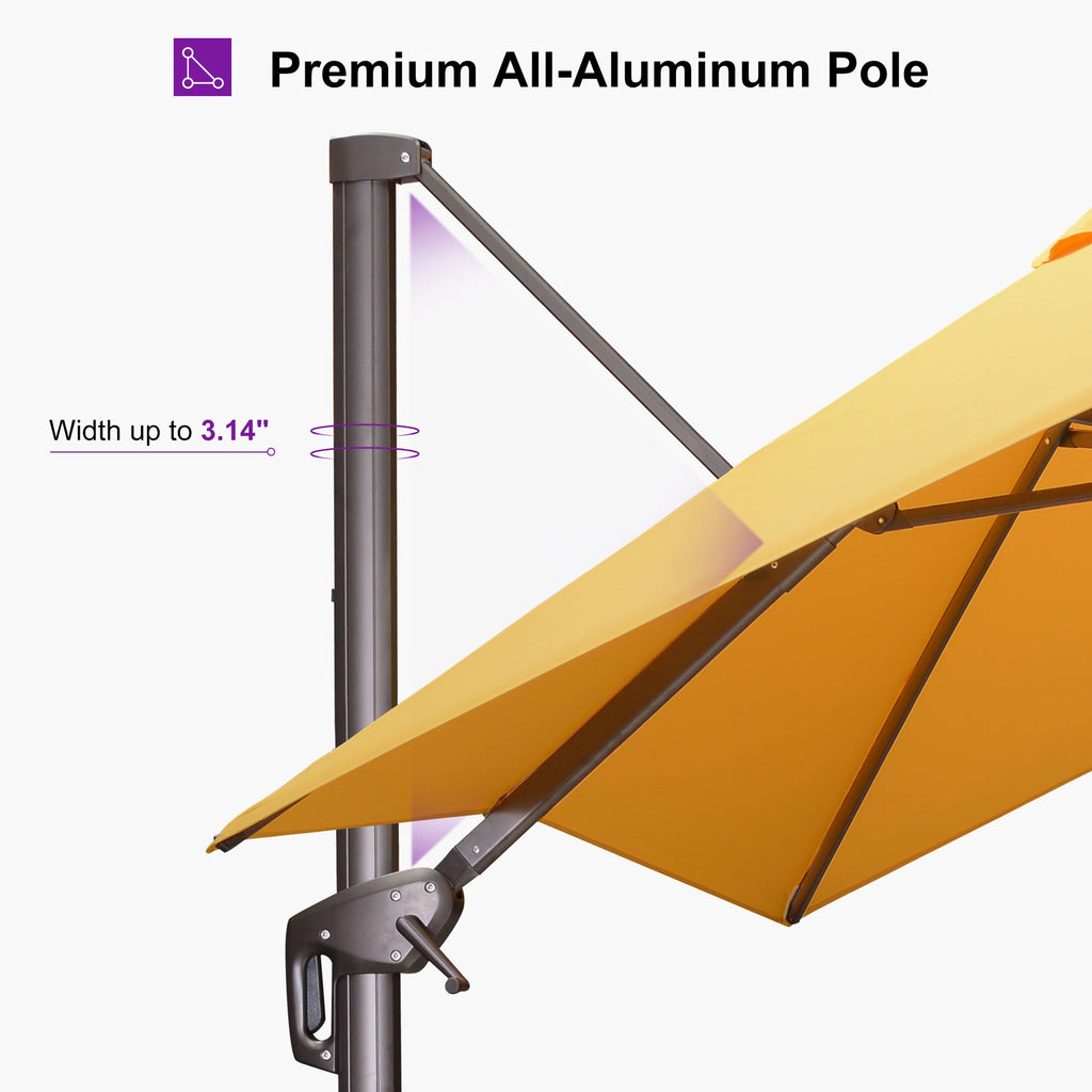 PURPLE LEAF Patio Cantilever Umbrella with Aluminum Offset Hanging for Pool Garden Deck