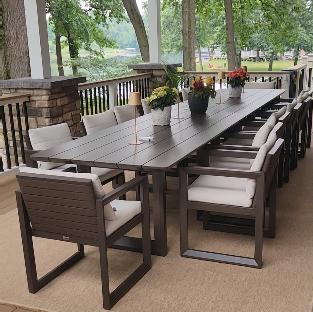 PURPLE LEAF Caesar Outdoor Dining Set Aluminum Luxury Patio Furniture Table and Chairs Set with Olifen Removable Thick Cushion and Pillow Patio Dining Sets for Garden Deck