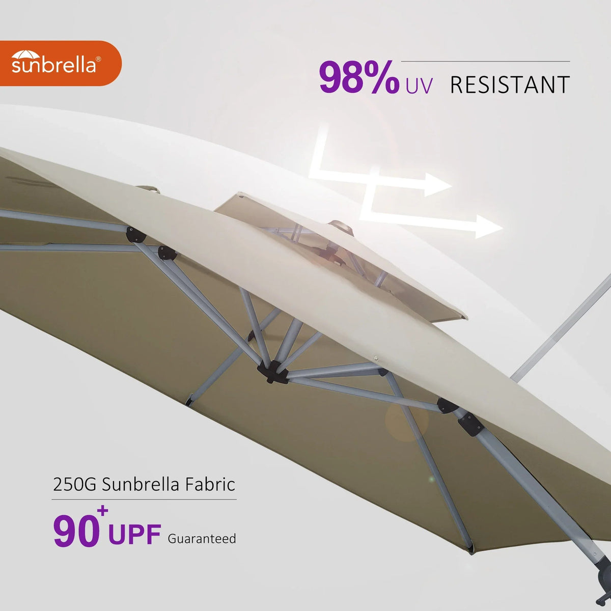 PURPLE LEAF – Parasol de terrasse Premium Classic SUNBRELLA déporté
