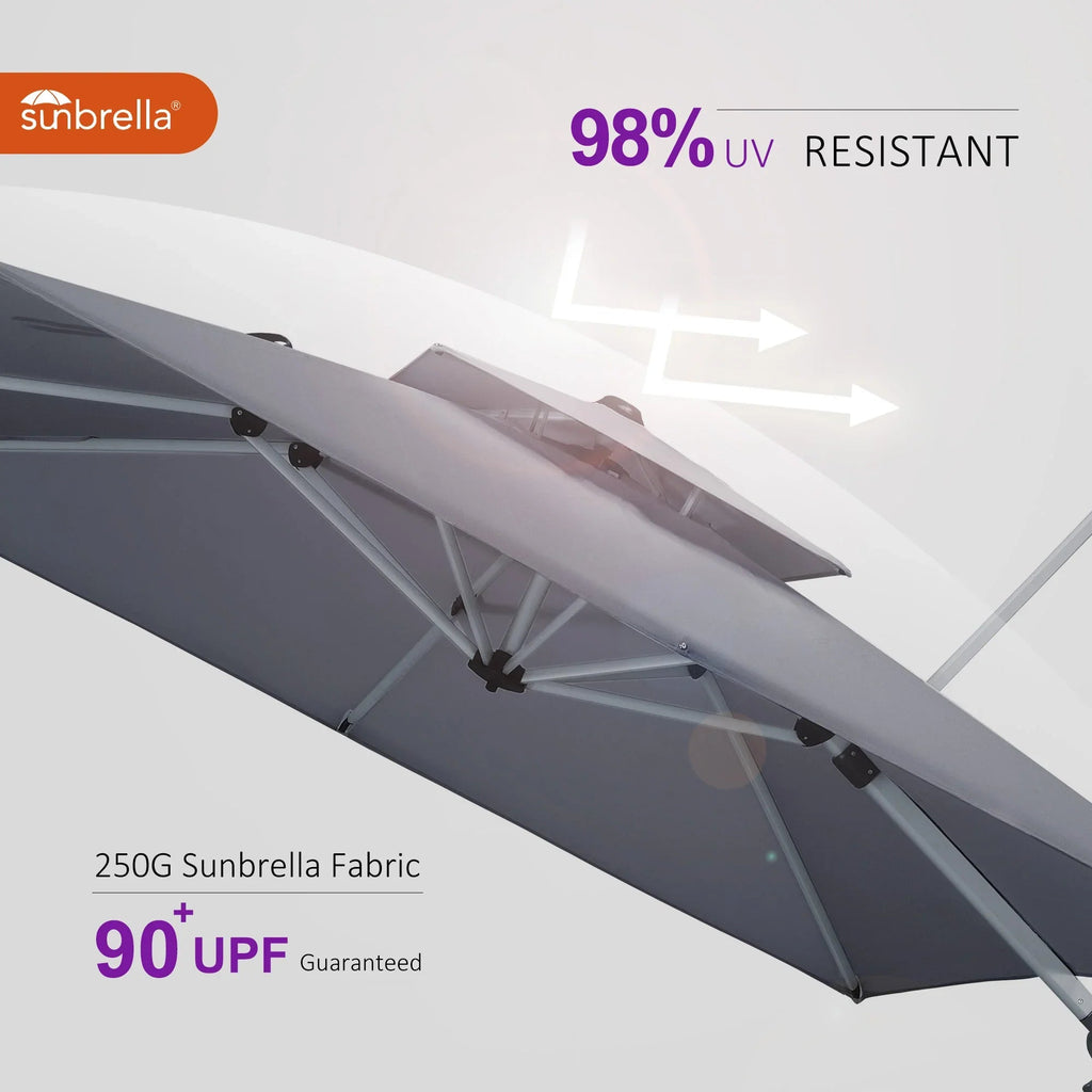 PURPLE LEAF – Parasol de terrasse Premium Classic SUNBRELLA déporté