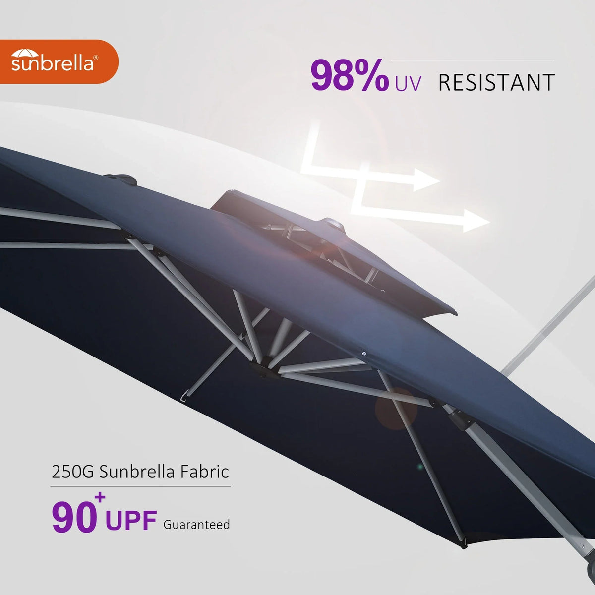 PURPLE LEAF – Parasol de terrasse Premium Classic SUNBRELLA déporté