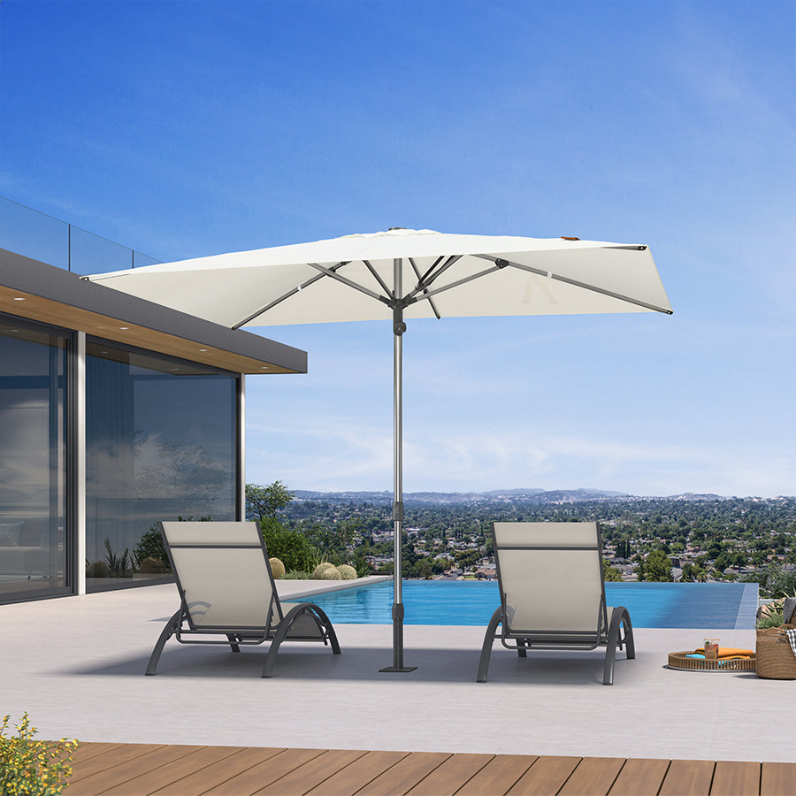 PURPLE LEAF Semi-Auto Extra Large Patio Umbrella Premium Commercial Market Umbrella for Garden, Café and Hotel