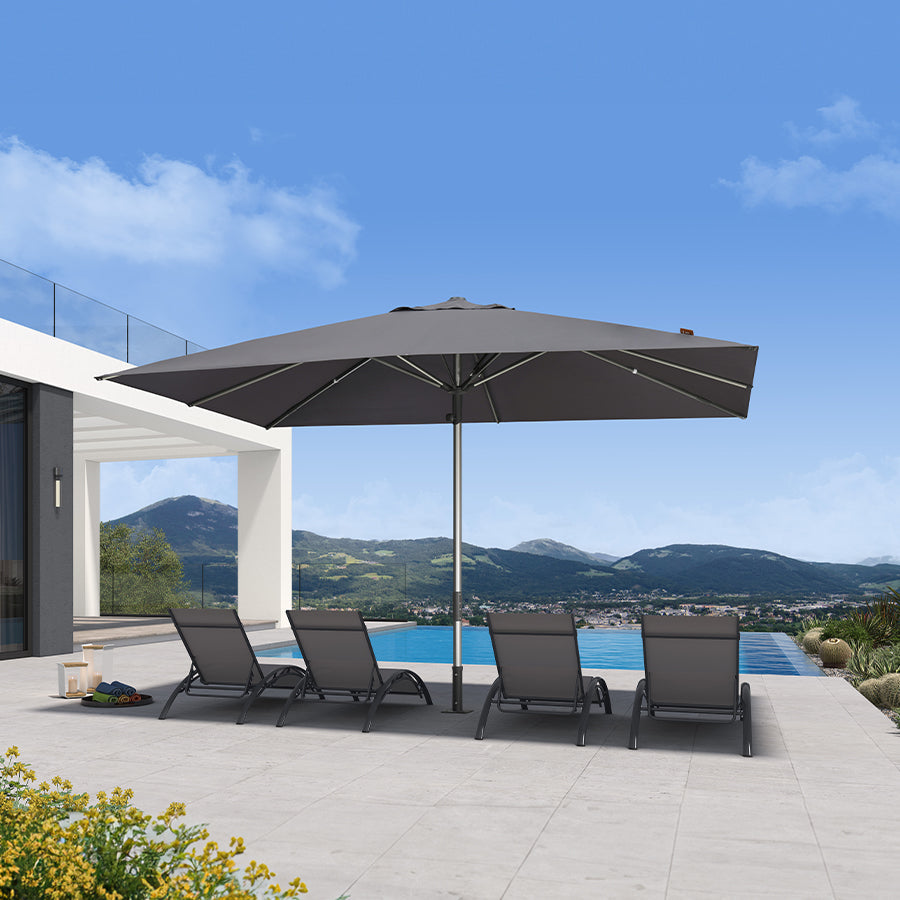 PURPLE LEAF Semi-Auto Extra Large Patio Umbrella Premium Commercial Market Umbrella for Garden, Café and Hotel