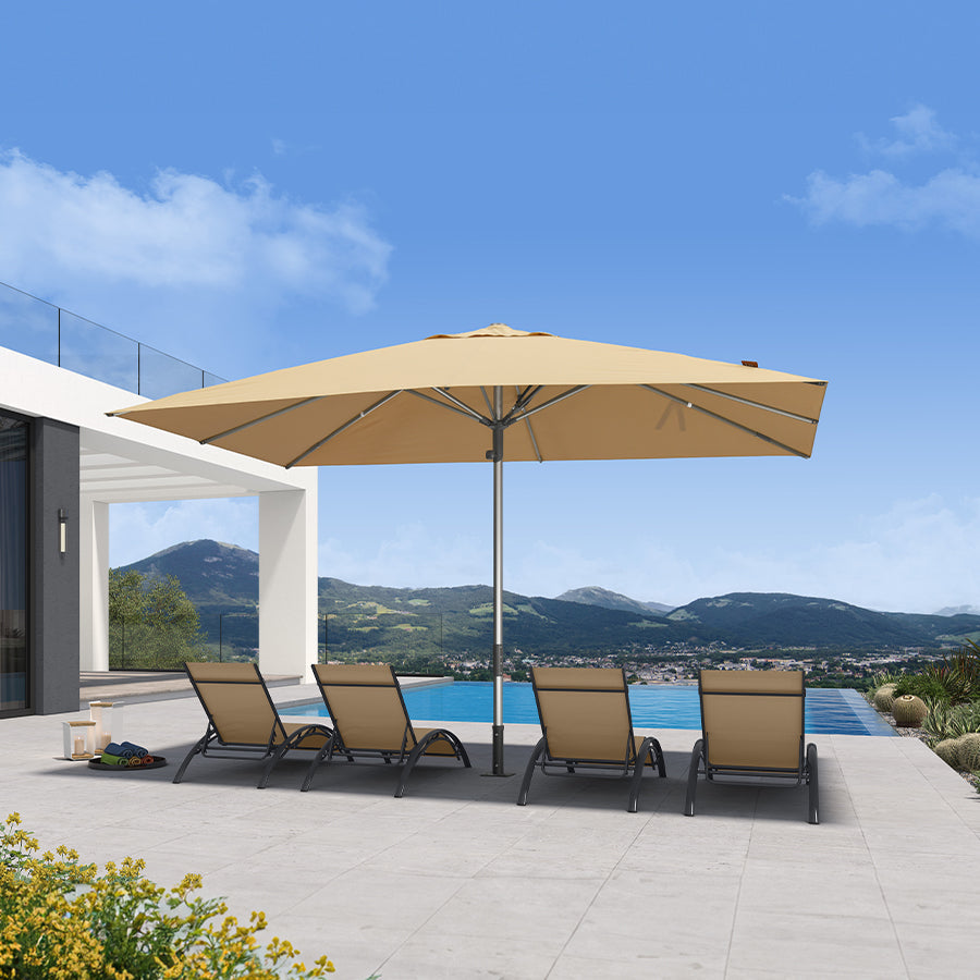 PURPLE LEAF Semi-Auto Extra Large Patio Umbrella Premium Commercial Market Umbrella for Garden, Café and Hotel