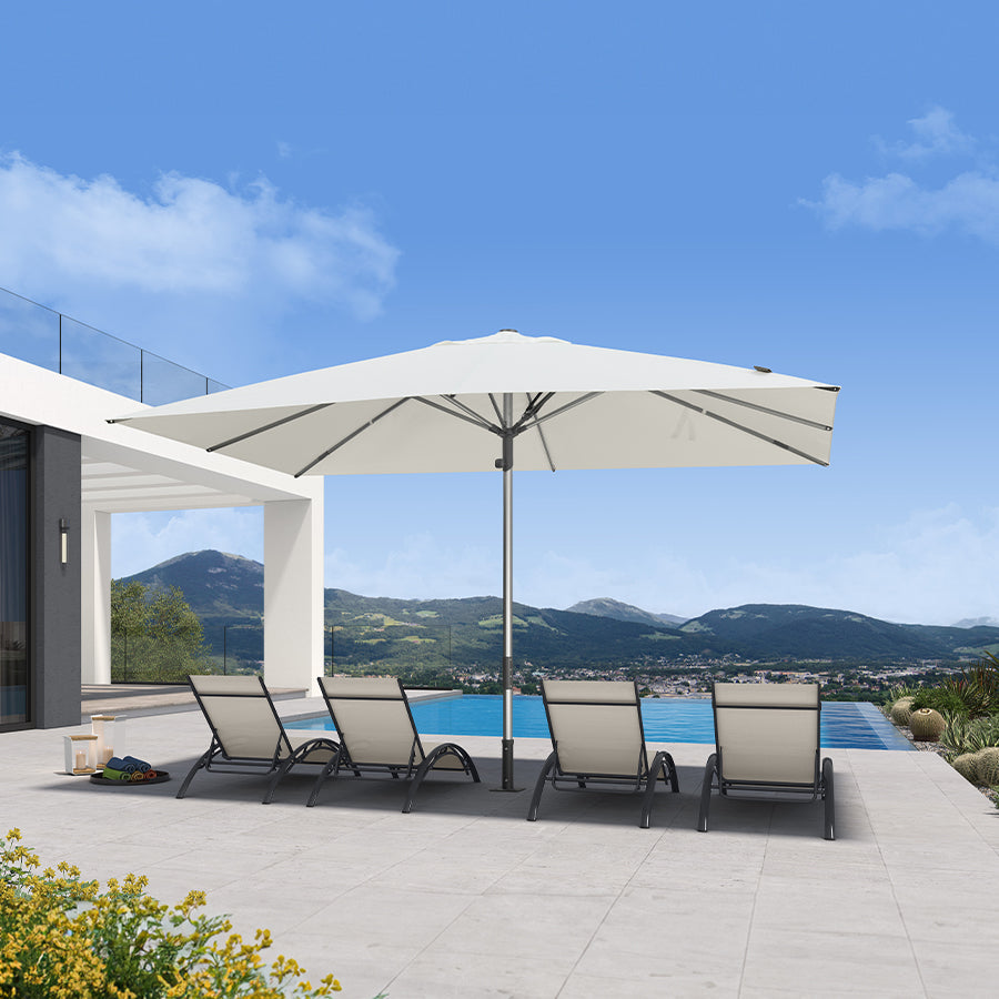 PURPLE LEAF Semi-Auto Extra Large Patio Umbrella Premium Commercial Market Umbrella for Garden, Café and Hotel