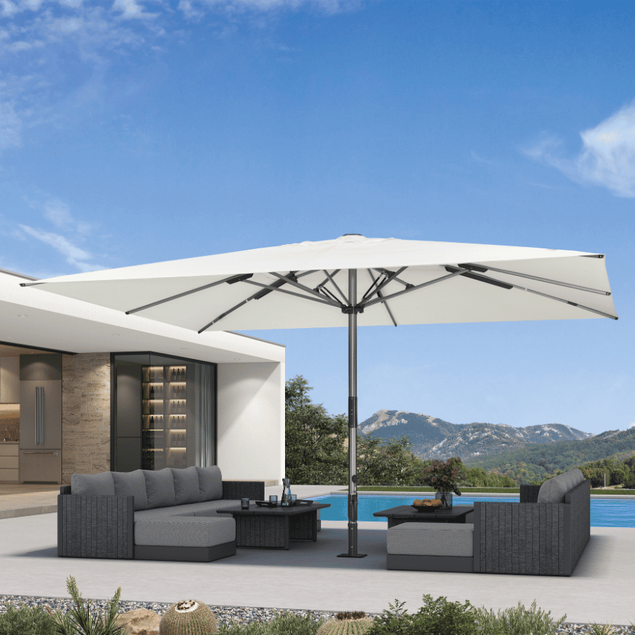 PURPLE LEAF Semi-Auto Extra Large Patio Umbrella Premium Commercial Market Umbrella for Garden, Café and Hotel