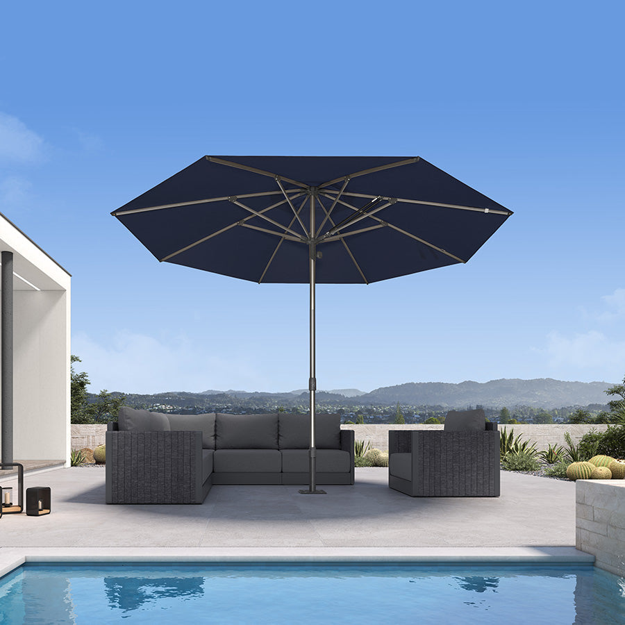 PURPLE LEAF Semi-Auto Extra Large Patio Umbrella Premium Commercial Market Umbrella for Garden, Café and Hotel