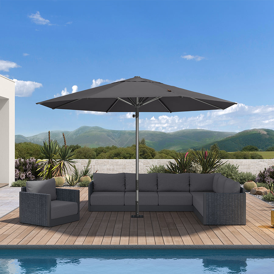 PURPLE LEAF Semi-Auto Extra Large Patio Umbrella Premium Commercial Market Umbrella for Garden, Café and Hotel